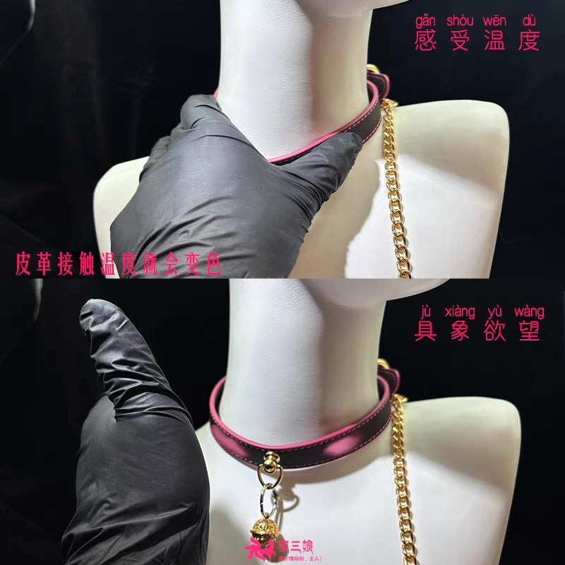 Temperature-Variable Light-Variable Luminous Cowhide Collar Female M Collar Y2K Wind Choker Neckband Unisex High-Grade Necklace - Image 4